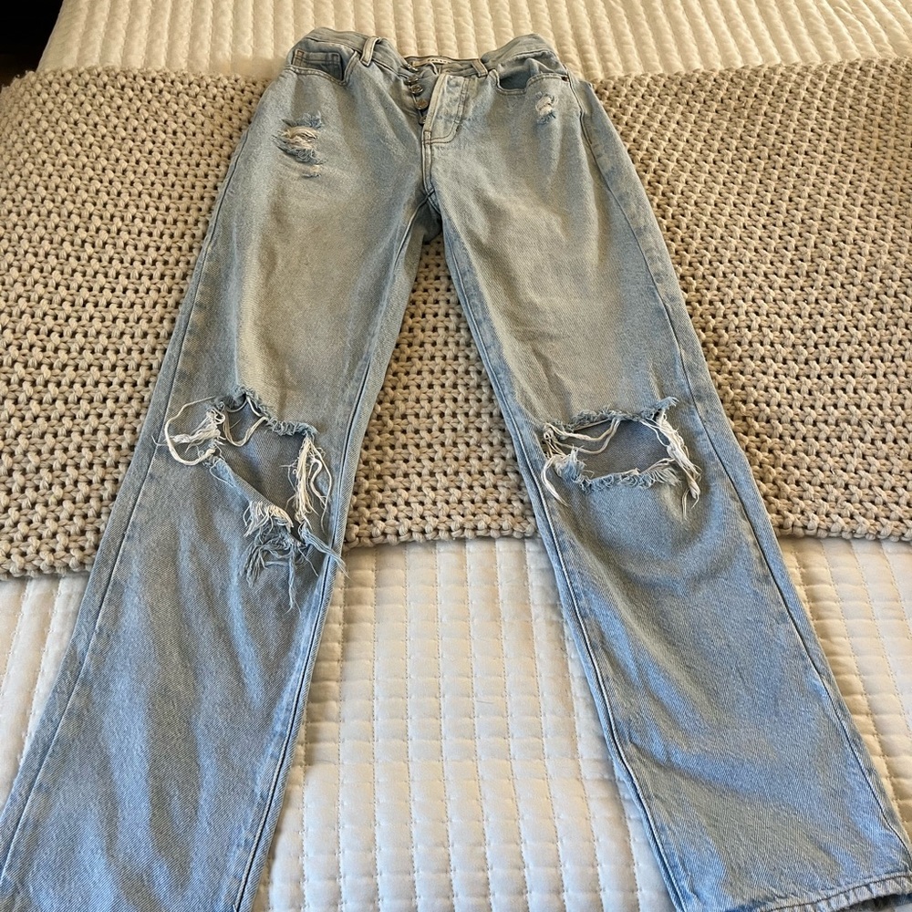 PacSun Light Blue Distressed Dad Jeans
